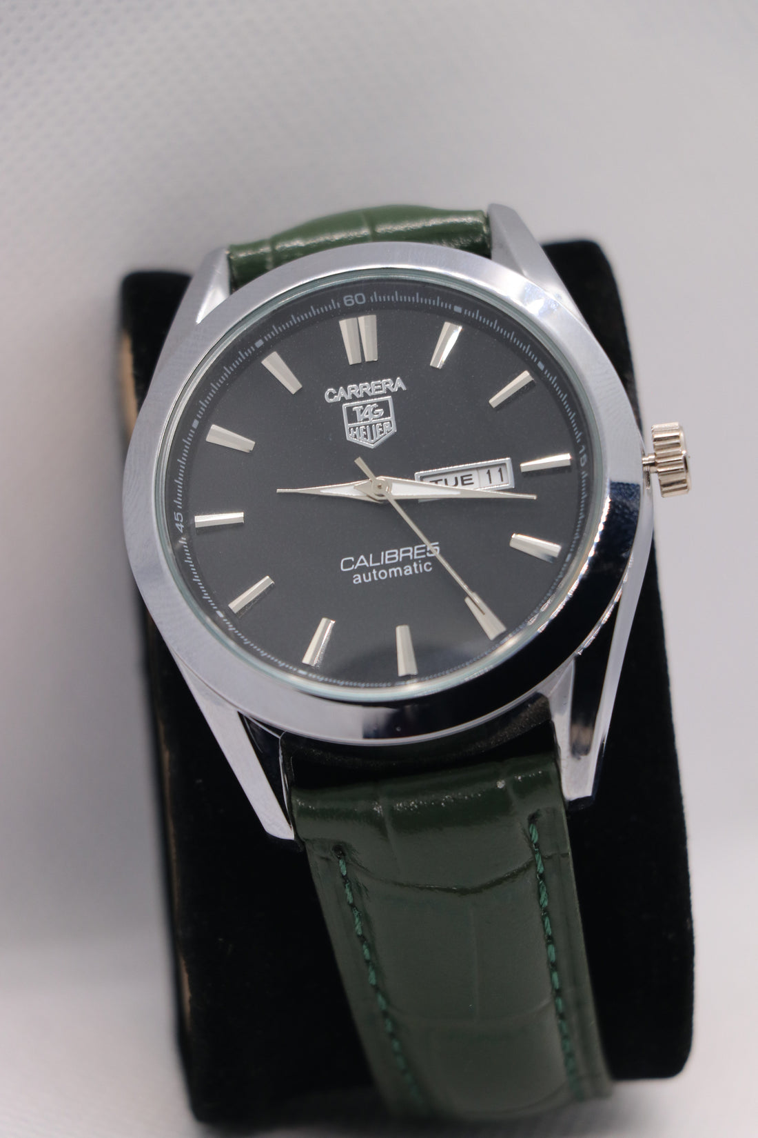 TAG Heuer Carrera Black Dial Green Leather Strap Men's Watch