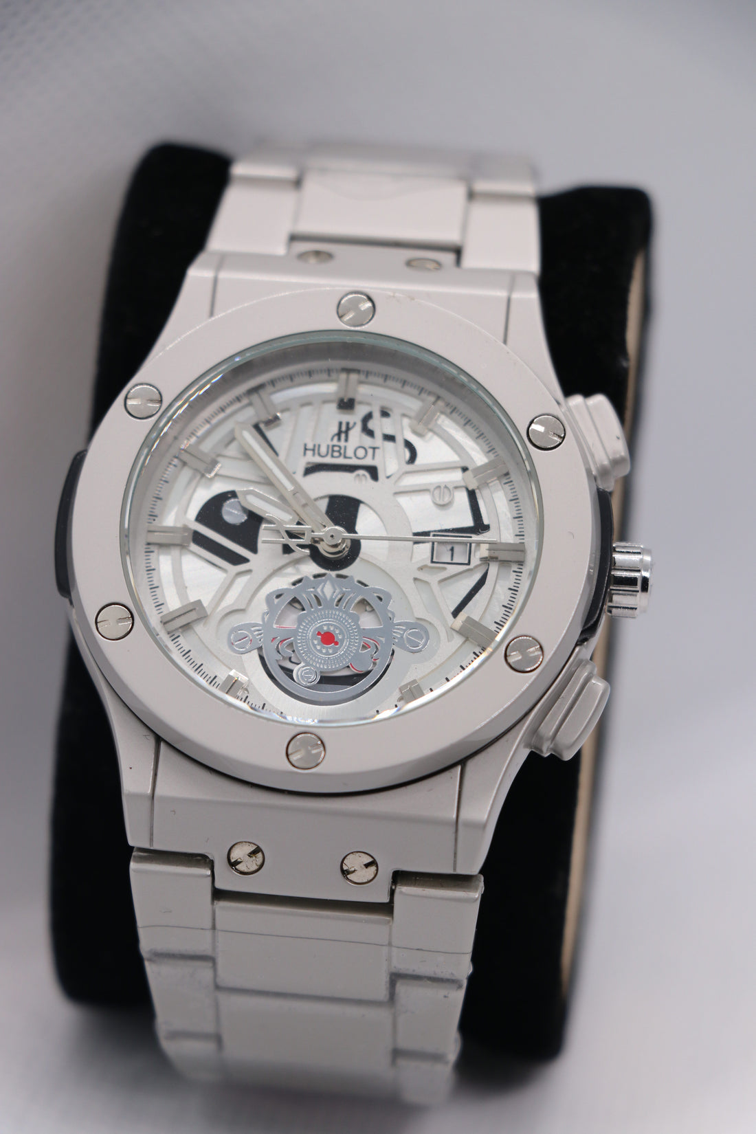 Hublot Skeleton White Dial Stainless Steel Men's Watch