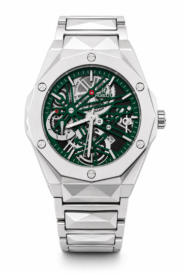 Hublot Skeleton Green Dial Stainless Steel Men's Watch