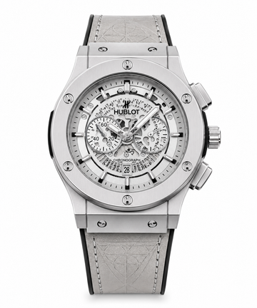 Hublot Skeleton White Dial Grey Rubber Strap Men's Watch