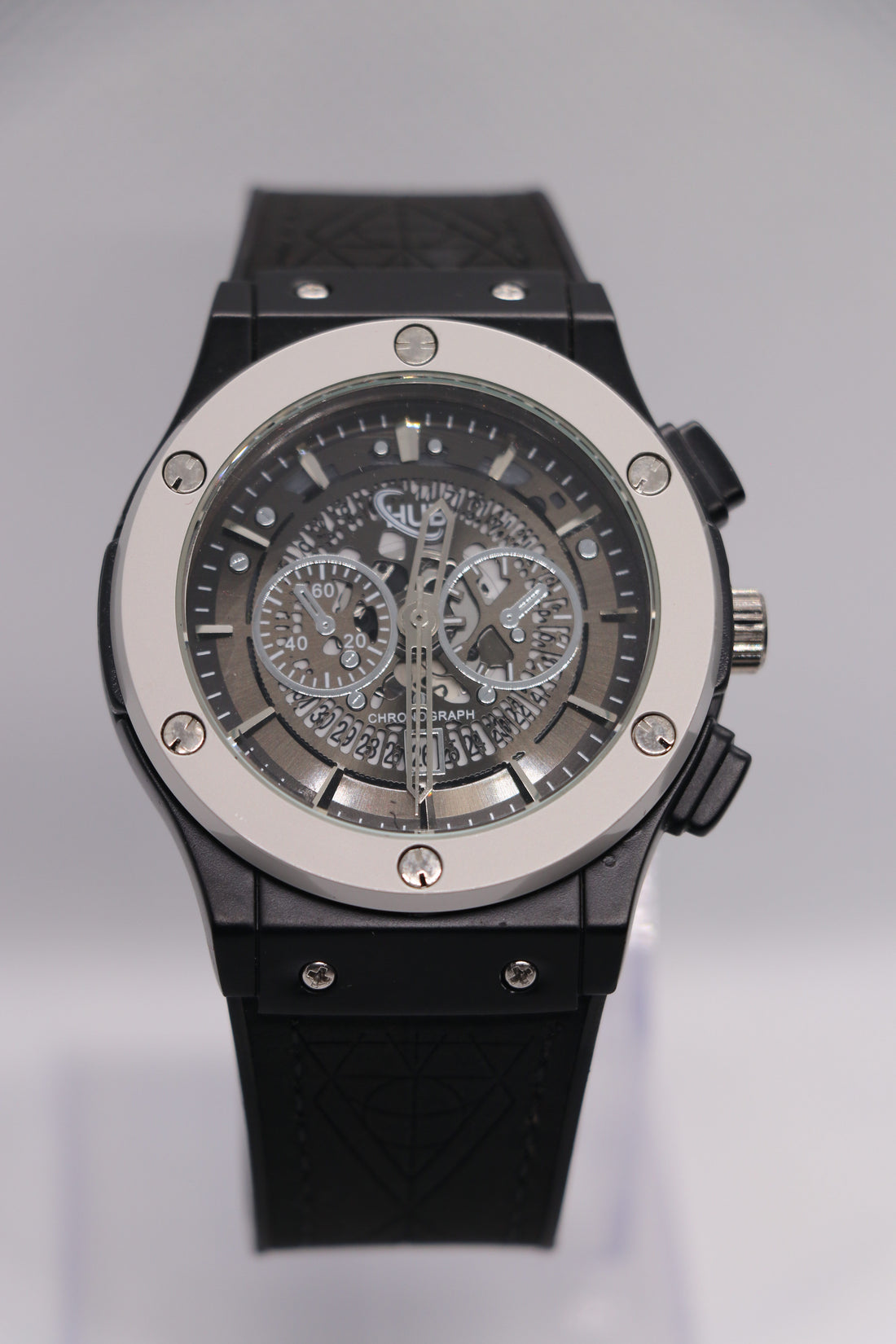 Hublot Skeleton Black Dial Black Rubber Strap Men's Watch