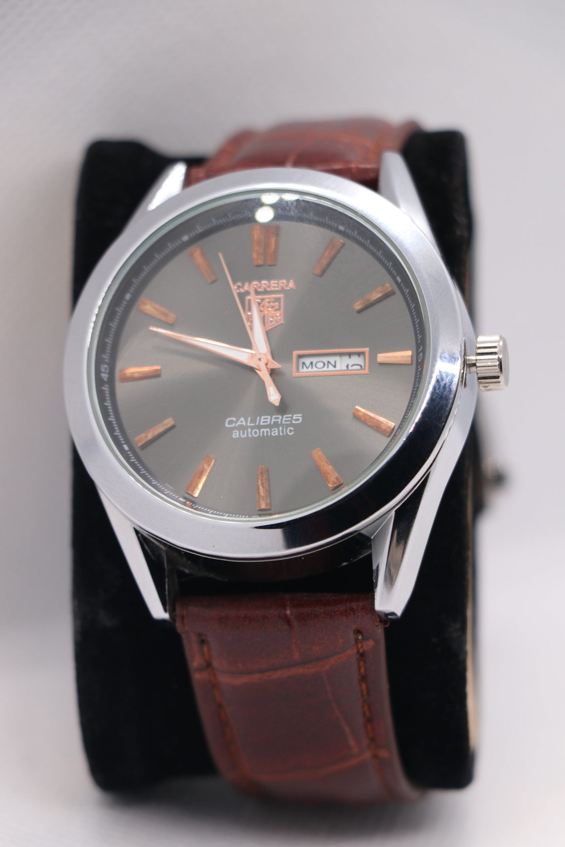 TAG Heuer Carrera Grey Dial Brown Leather Strap Men's Watch