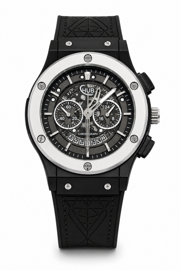 Hublot Skeleton Black Dial Black Rubber Strap Men's Watch